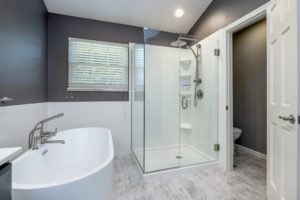 brand new bathtub and shower done by our bathroom contractors